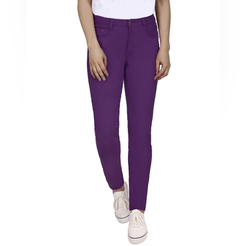 HDE Women's Mid-Rise Stretchy Denim Slim Fit Skinny Jeans Size S Purple